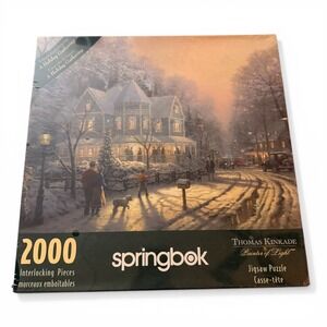 New Sealed Springbok Thomas Kinkade A Holiday Gathering 2000 Piece Jigsaw Puzzle